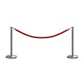 Montour Line Stanchion Post and Rope Kit Sat.Steel, 2 Flat Top 1 Red Rope C-Kit-2-SS-FL-1-ER-RD-PS